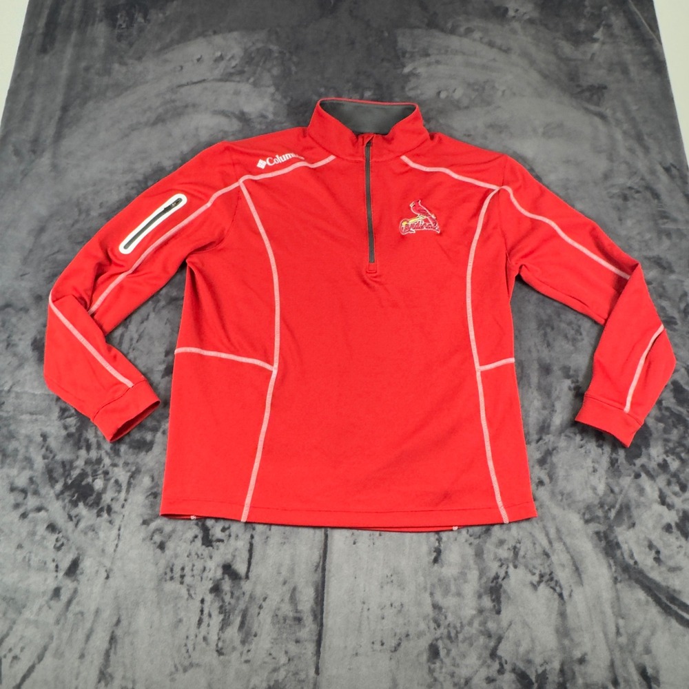 Columbia Pullover Men Large Red St. Louis Cardinals Golf Quarter Zip 4718